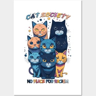 Colorful Cat Society: Embracing Diversity Posters and Art